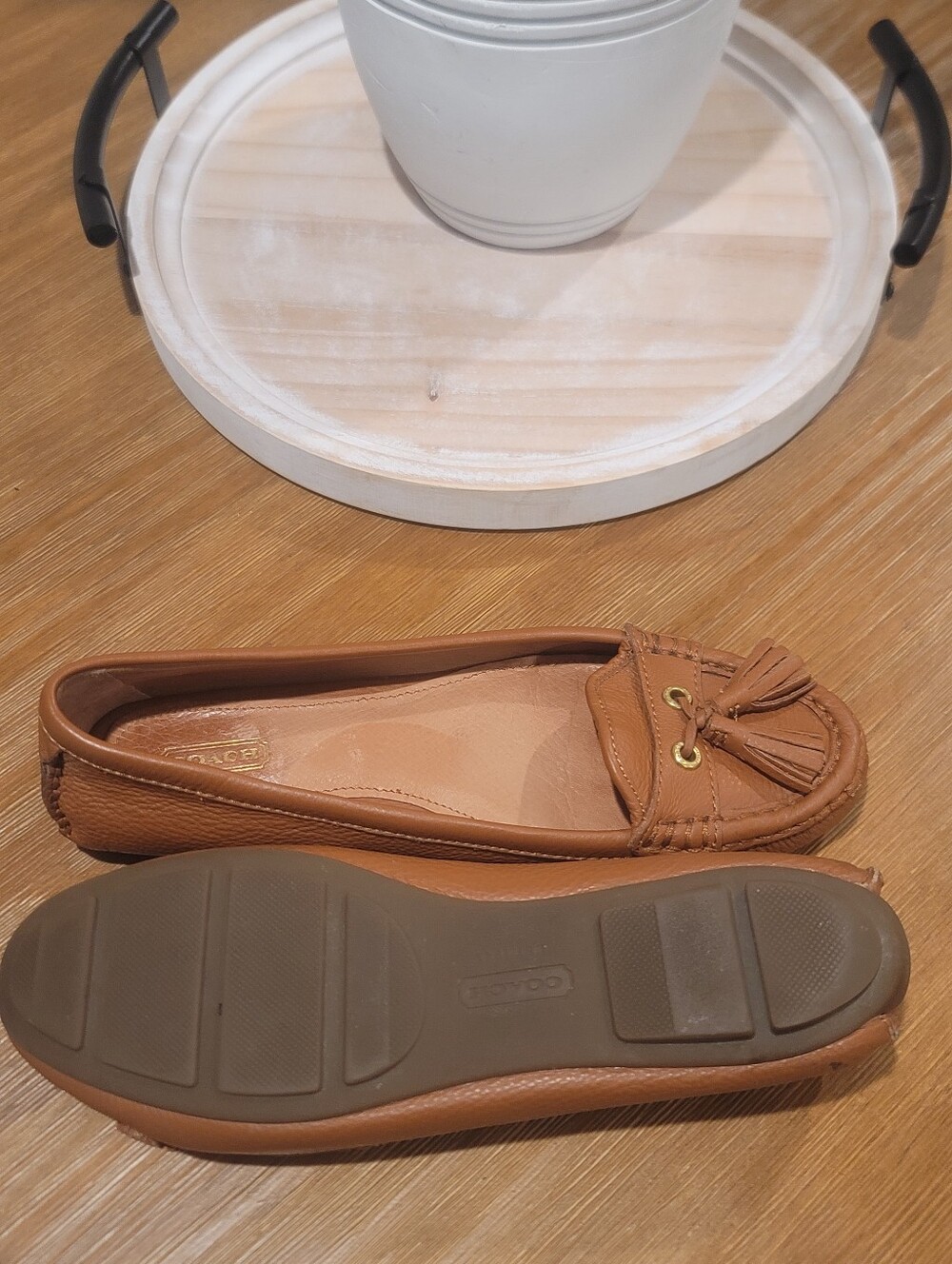 Coach Brown Leather Tassel Loafers 9B - Picture 8 of 11